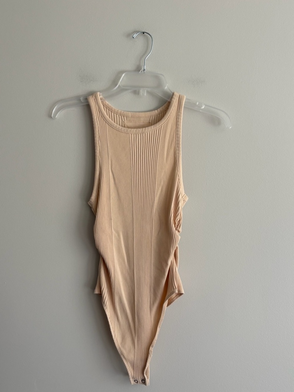 Aerie Ribbed Tank Bodysuit Size Large Beige Nude Snap Cro